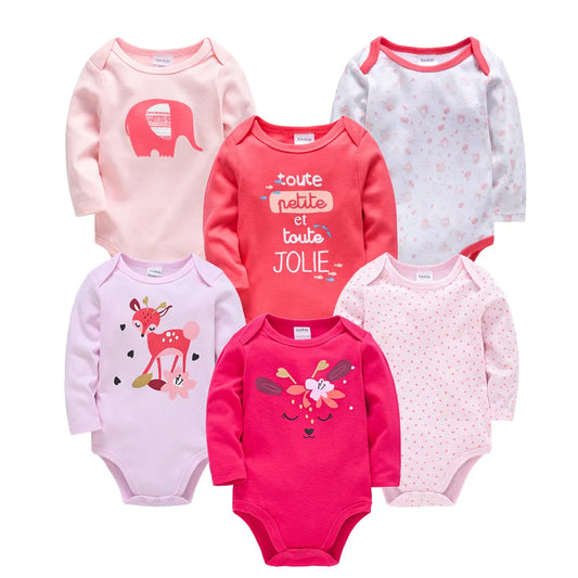 Un assortiment coloré de bodys pour bébé Lot de 3 & 6 Pièces de BABY-PREMA avec d'adorables imprimés d'animaux et phrases, idéal pour la garde-robe quotidienne d'un enfant.