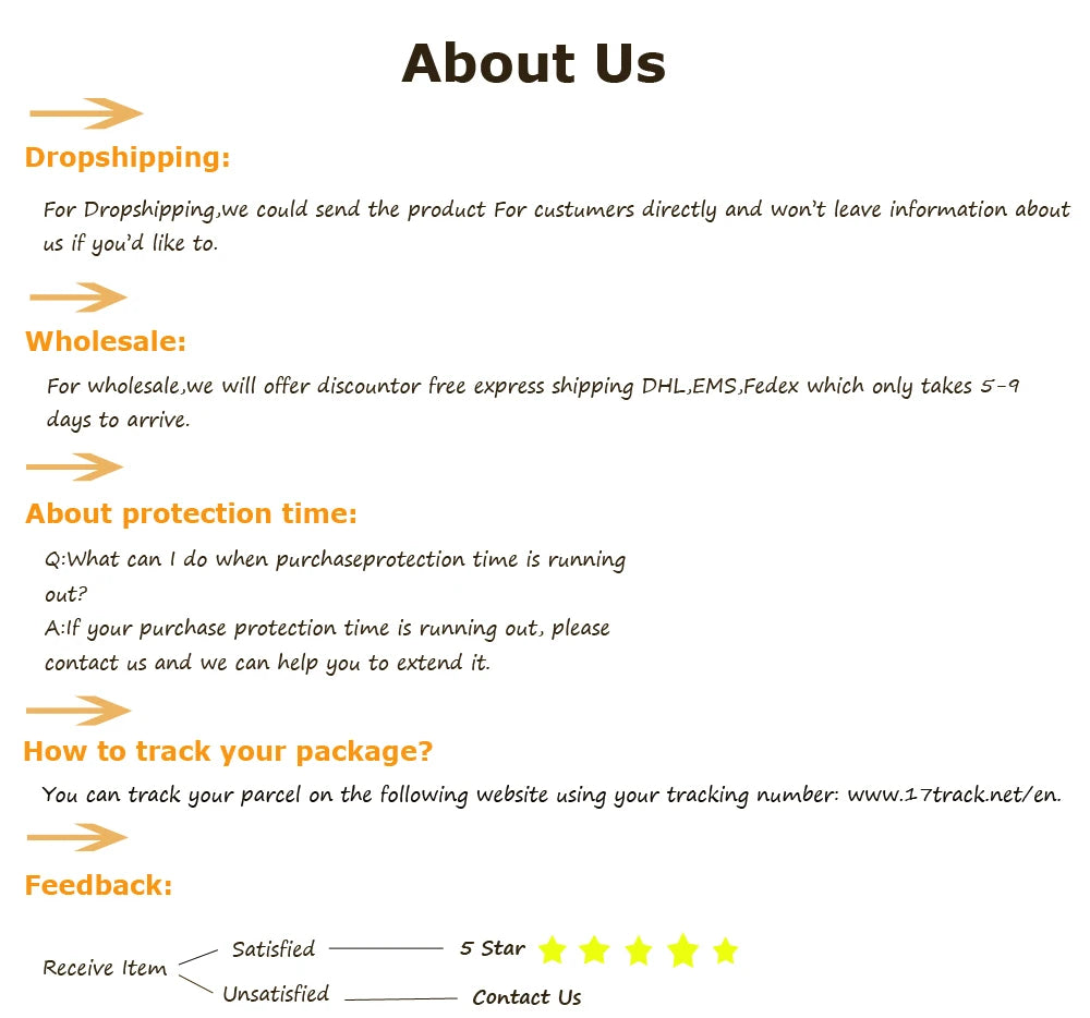 Bienvenue sur notre page À propos de nous ! Nous sommes spécialisés dans le dropshipping et la vente en gros, en mettant l'accent sur BABY PREMA Combinaison Epaisse Bébé. Profitez du temps de protection, du suivi des colis et de l'expédition express à prix réduit via DHL, EMS, FedEx. Notre système de commentaires 5 étoiles propose des formulaires « Satisfait » et « Insatisfait » pour garantir votre satisfaction.