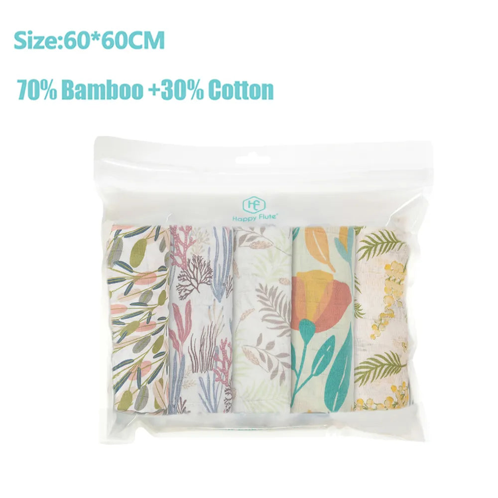 Langes bébé écologiques BABY PREMA en mélange de bambou et coton à motifs floraux - parure 60x60 cm, dodo poids léger.