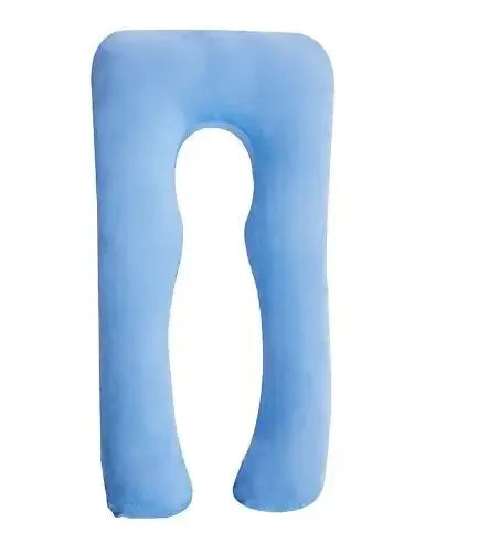 Grand oreiller de corps bleu en forme de U, le BABY PREMA Coussin Oreiller Femmes Enceinte a une forme épaisse et rembourrée pour offrir soutien et confort au corps, le rendant parfait pour dormir ou se reposer.
