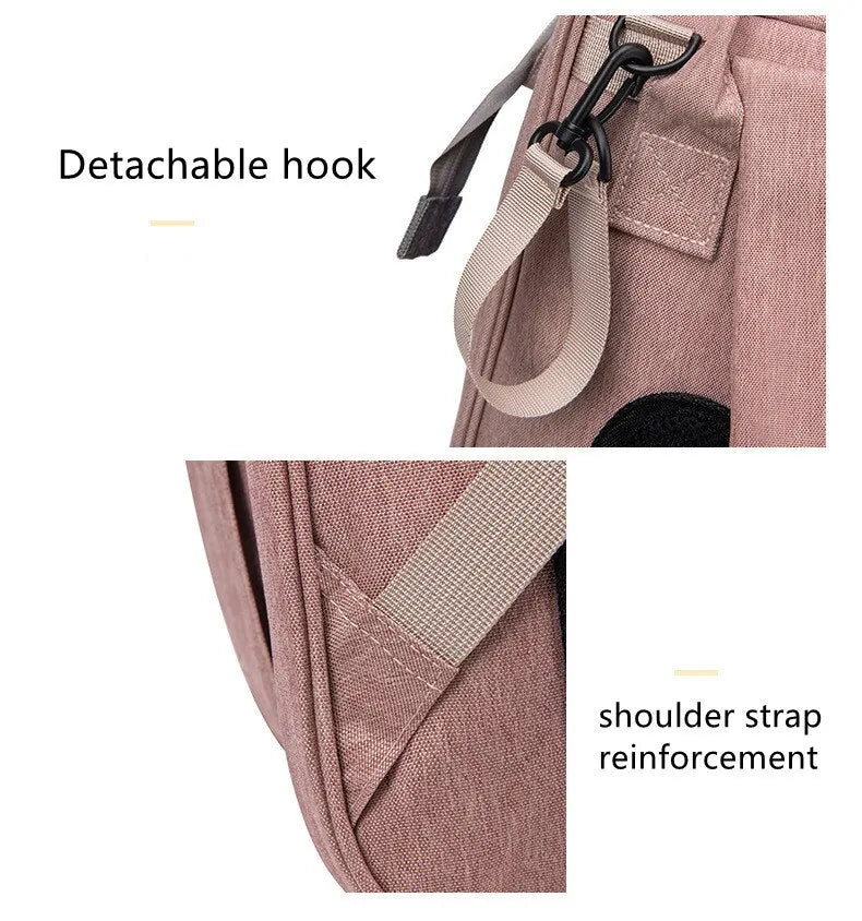 Caractéristiques du Sac à Langer 3 en 1 Pour Maman & Bébé rose BABY-PREMA durable : crochet détachable et renfort de bandoulière pour plus de solidité, conçu pour mon bébé avec poids léger.