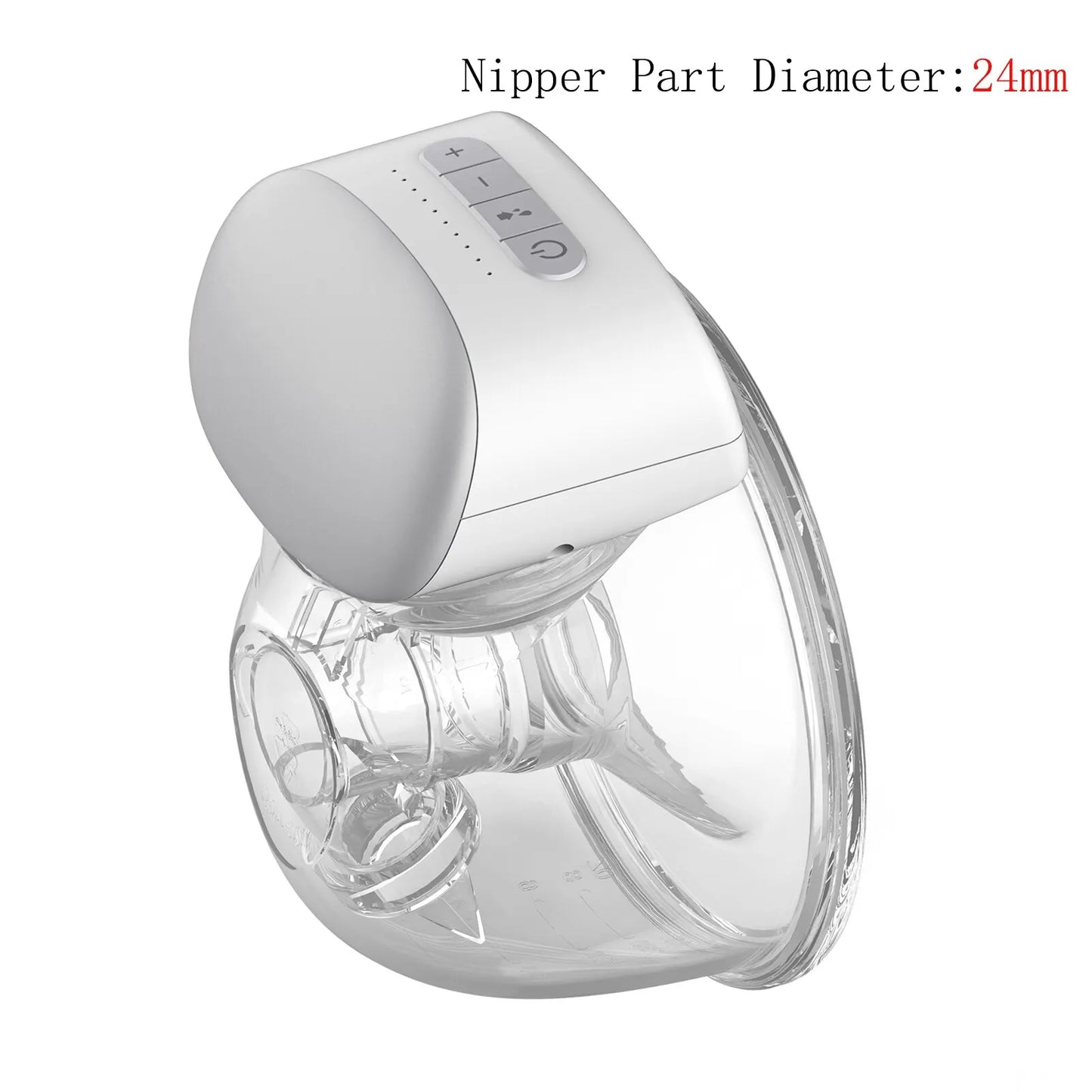 Tire-lait électrique avec une partie de tétine de 24 mm de diamètre, mettant en valeur son design et ses commandes modernes, idéal pour votre bébé prématuré. Le pneu-lait électrique BABY PREMA, invisible 1 & 2 Pièces.