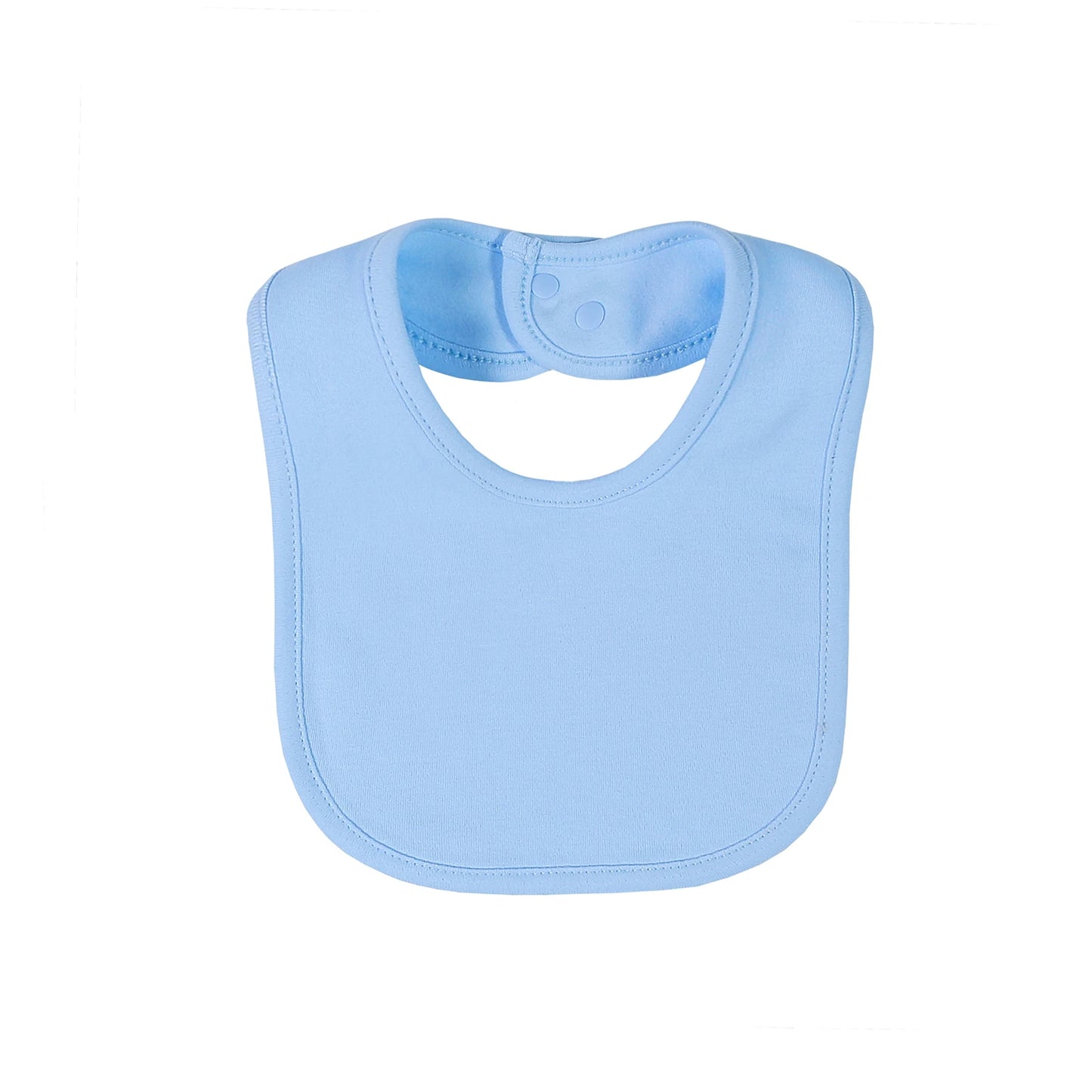 Un Bavoir Bébé en Coton Bio BABY PREMA avec une fermeture à bouton-pression isolée sur un fond blanc.