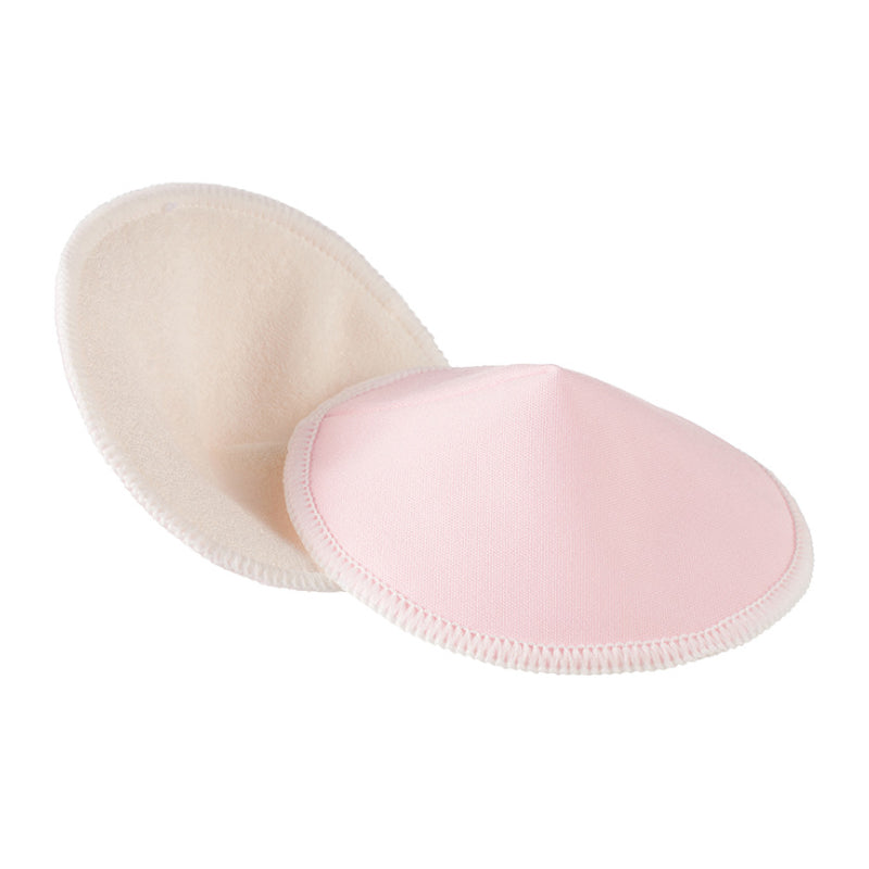 Paire de Coussinets d'allaitement - Baby Prema en tissu doux et rond rose pour le bain de bébé sur fond blanc par BABY PREMA.