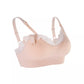 Élégant soutien-gorge de grossesse Soutien Allaitement & Maternité beige aux délicats détails de dentelle et bretelles réglables sur fond blanc par BABY PREMA.