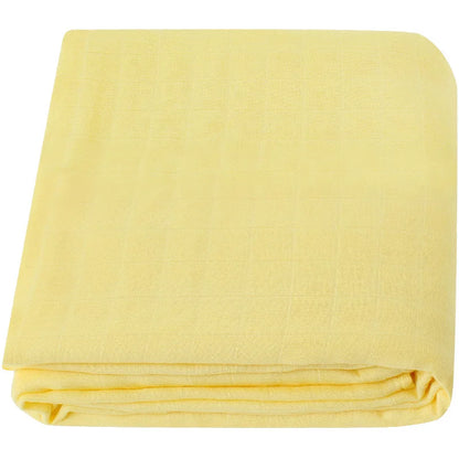 Tissu ou textile plié BABY PREMA jaune pour bébé sur fond neutre.
