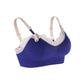 Un soutien-gorge de maternité Soutien Allaitement & Maternité bordé de dentelle bleue et blanche avec bretelles réglables isolé sur fond blanc par BABY PREMA.