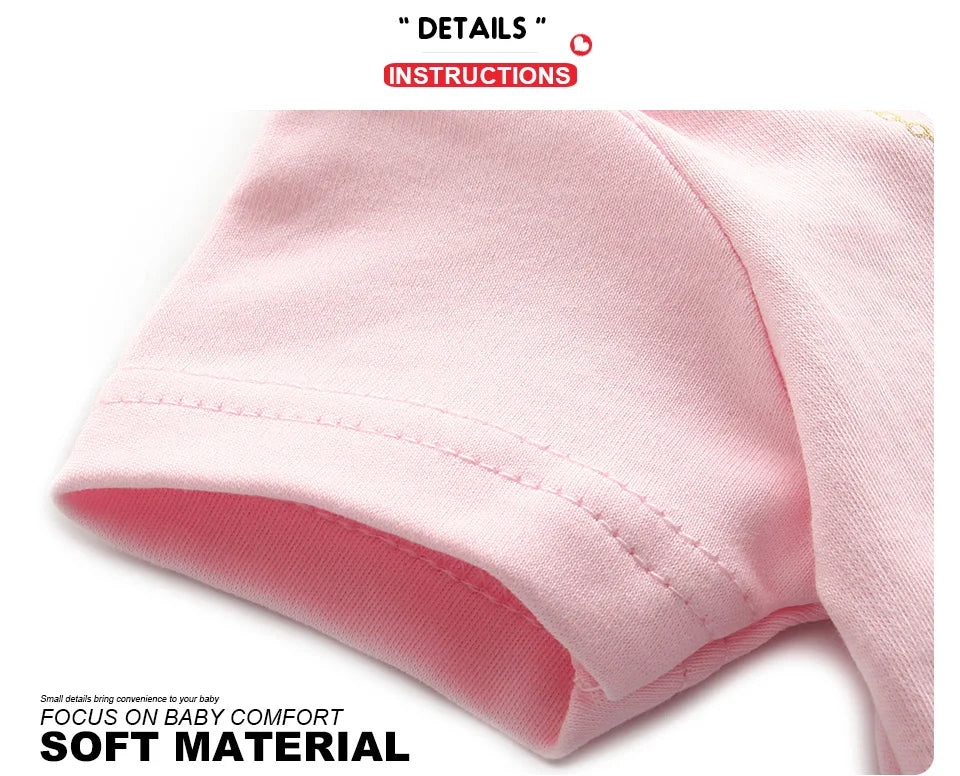 Gros plan sur la manche d'un vêtement bébé rose en mettant l'accent sur sa matière douce et son confort. Ce BABY PREMA Lot Body Bébé 6 Pièces en Coton comporte des manches longues pour plus de chaleur et de douceur. Le texte met en évidence les détails et les instructions du produit.