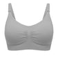 Un soutien-gorge de sport de maternité Soutien Allaitement Haute Qualité gris uni avec bretelles réglables et détail central froncé par BABY PREMA.