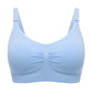 Soutien-gorge de sport Soutien Allaitement Haute Qualité sans couture bleu clair sur fond blanc de la marque BABY PREMA.