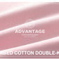 Gros plan sur un tissu double maille en coton peigné rose avec le texte « ADVANTAGE Cotton & Algodon » au centre. La texture douce et lisse est parfaite pour créer un Lot de 6 Pièces Body | Coton Pour Bébé de BABY PREMA.