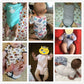 Collage de bébés dans diverses combinaisons. Les visages de deux bébés sont recouverts d’autocollants emoji. Les bébés sont dans différentes poses, assis, allongés sur le dos ou sur le ventre, et portent différents Lot 5 Bodys Coton | Imprimés Manches Courtes de BABY PREMA.