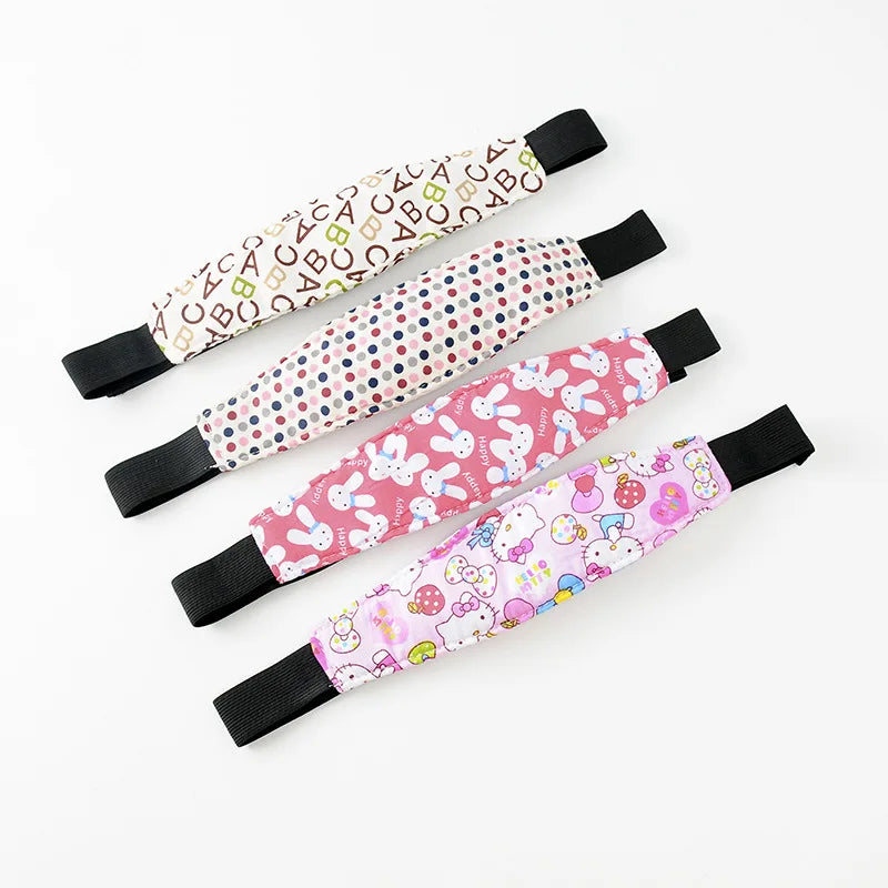 Trois organisateurs de câbles BABY PREMA Ceinture de Fixation réglable réglable pour Bébé colorés avec attaches Velcro, présentant différents motifs : formes de cœur, pois et lapins. Un accessoire idéal pour tout garder bien rangé et organisé.