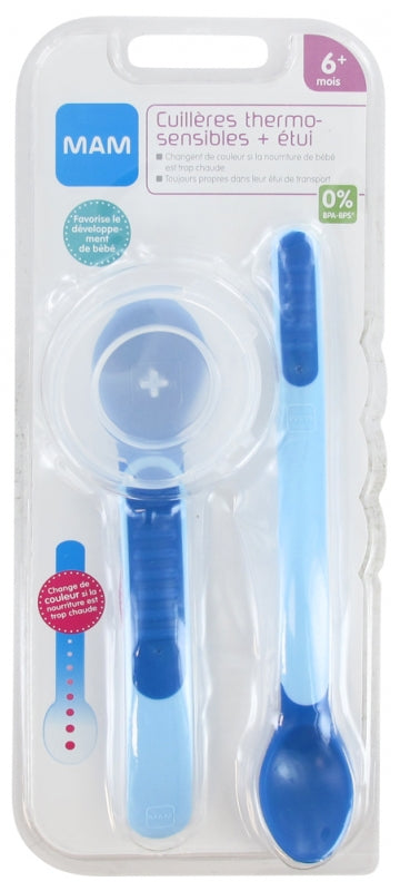 Get trendy with Lot 2 Cuillères Thermosensible & Etui - MAM - repas bébé available at BABY PREMA. Grab yours for €7.95 today!