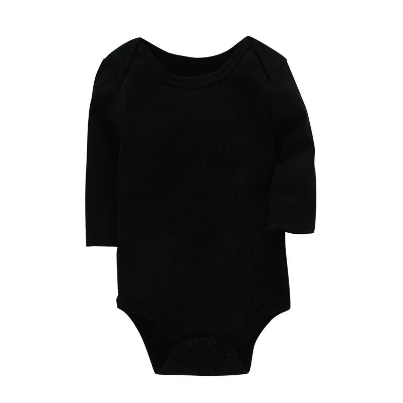 Un **Body Bébé Coton Doux** noir à manches longues en coton doux, avec boutons-pression en bas, parfait pour la peau délicate de bébé de **BABY-PREMA**.