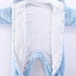 Couverture bleue portable pour bébé Combinaison à Capuche | Manches Longues de BABY-PREMA, en forme de lapin, avec des oreilles douillettes et une fermeture sécurisée à bouton-pression pour un emmaillotage confortable, affichées