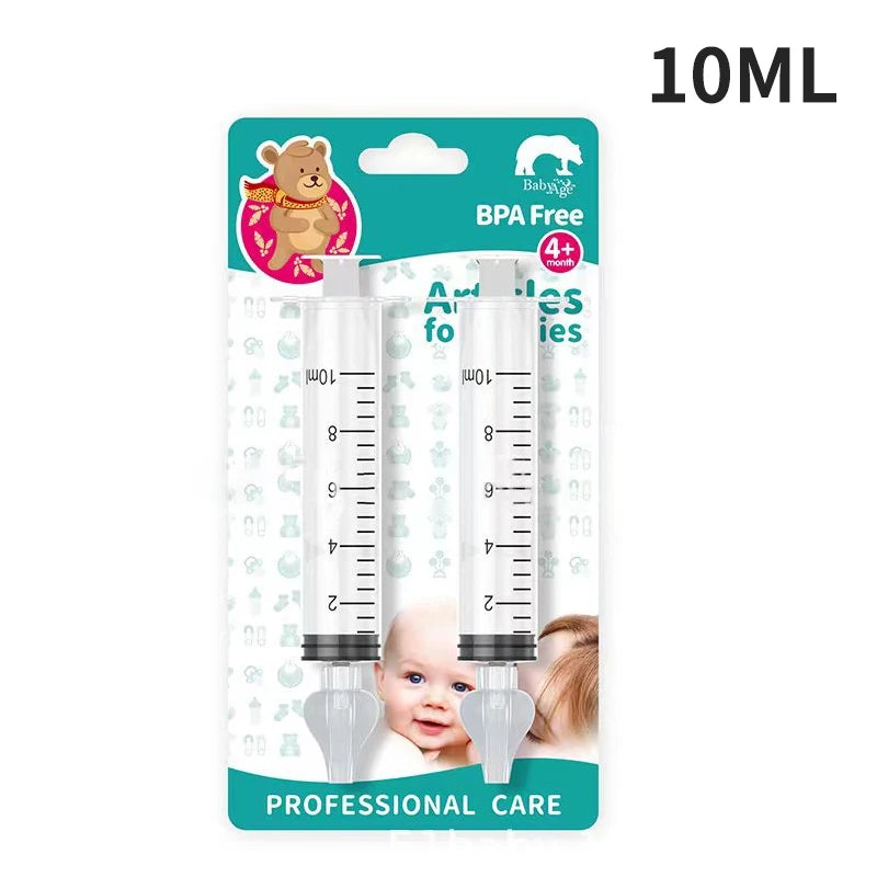 Conditionnement de Lot 2 Pièces Nettoyant Nasal pour Bébé d'une contenance de 10 ml, comportant une étiquette de mesure claire et un visage souriant de BABY-PREMA.