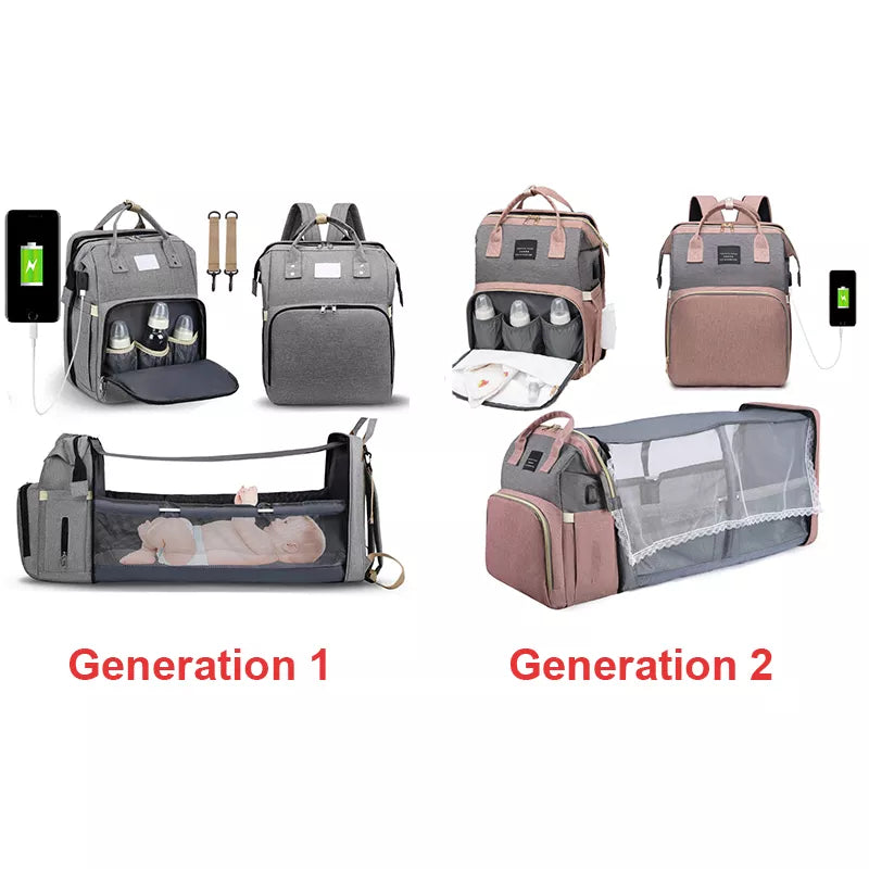 Comparaison des caractéristiques : sacs à dos multifonctionnels Baby Prema Petit génération 1 et génération 2.