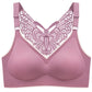 Un soutien-gorge de maternité Soutien Confort Grandes Tailles mauve avec un motif papillon en dentelle complexe au dos par BABY PREMA.