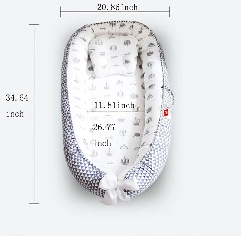 BABY-PREMA Lit de Bébé Portable | Le Cocon Parfait un Sommeil Paisible avec un motif noir et blanc, avec des dimensions : 34,64 pouces de longueur, 20,86 pouces à son point le plus large et 11,81 pouces à