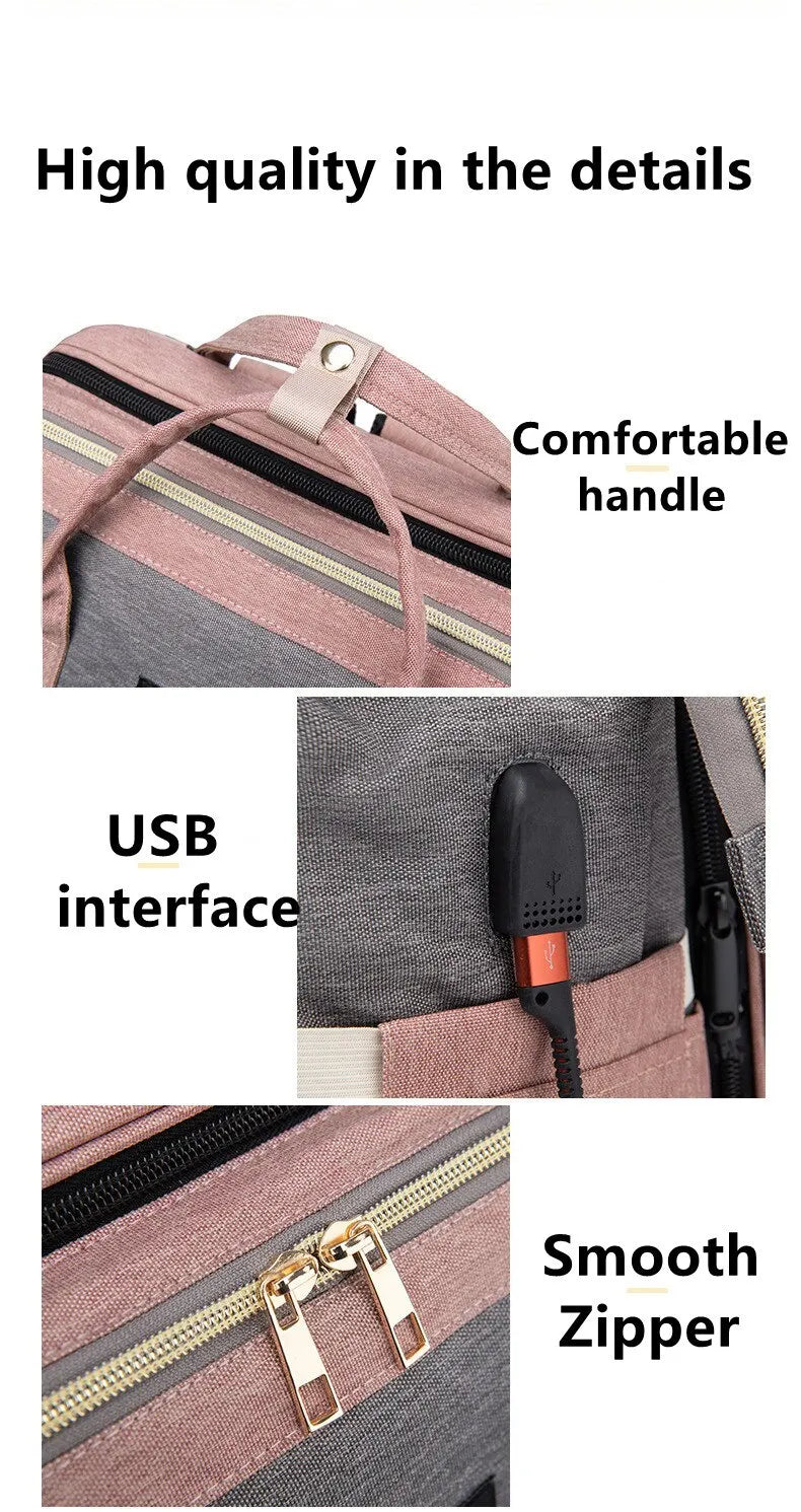 Conçu pour plus de commodité : un Sac à Langer Connecté BABY-PREMA 3 en 1 | Pour Maman & Bébé avec une attention aux détails avec une poignée confortable, une interface USB, une fermeture éclair lisse et un poids léger.