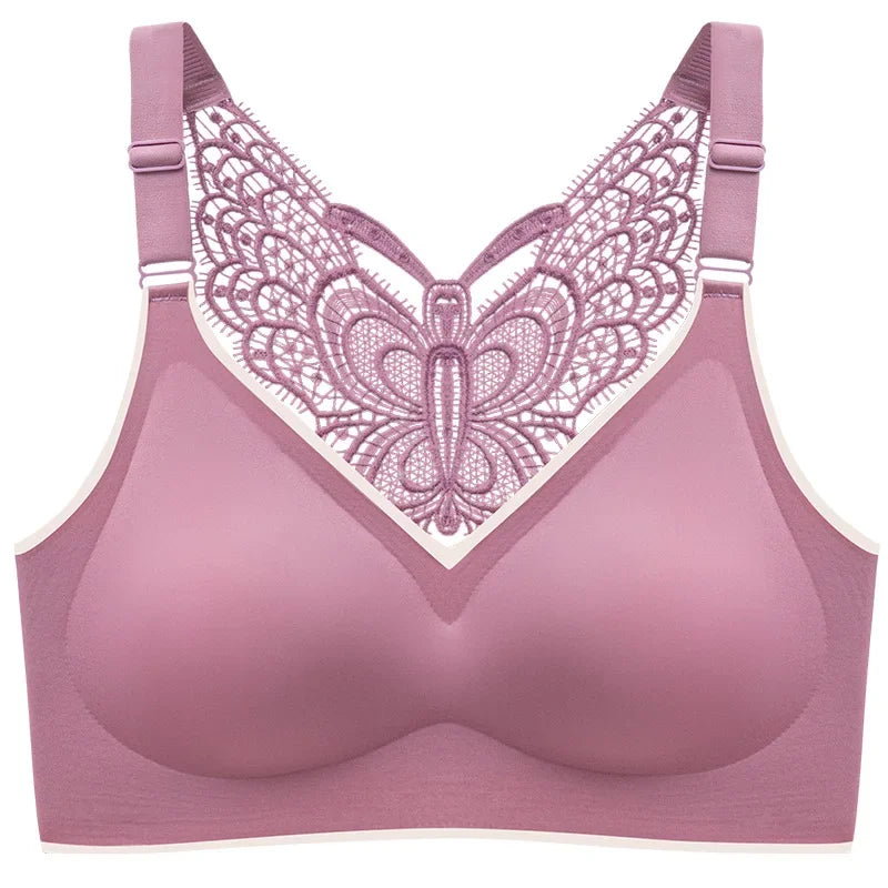 Élégant soutien-gorge Soutien Confort Grandes Tailles mauve avec un dos en dentelle complexe et des bretelles de maintien pour mon petit bébé de BABY PREMA.