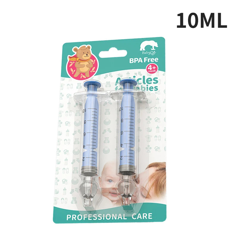 Conditionnement des Mouche-nez Lot 2 Pièces Nettoyant Nasal pour Bébé pour bébés, labellisés « soins professionnels » d'une contenance de 10 ml, marqués sans BPA et recommandés pour une utilisation prématurée et plus âgée.