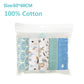 Four Langes Lot de 5 pièces Mousseline Coton & Bambou aux motifs variés, conçu pour bébé, soigneusement emballé dans un sachet plastique transparent, mesurant 60 sur 60 centimètres par BABY PREMA.