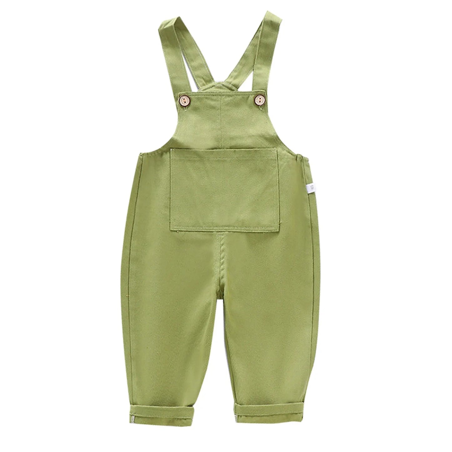 Salopette verte pour tout-petits avec bretelles et poche avant, avec poignets retroussés et fermeture boutonnée. Ces adorables Salopette Bébé Unie de BABY-PREMA sont parfaites pour les tout-petits, confectionnées en coton doux ou en denim résistant pour assurer confort et style.