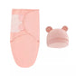 Accessoires bébé : BABY PREMA Couverture Bébé Emmaillotage rose tendre avec bonnet assorti orné de jolies petites oreilles.