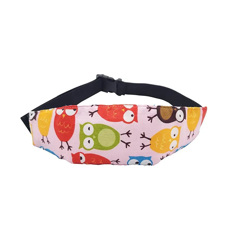 Accessoires bébé : Ceinture de Soutien de Tête à motif hibou coloré sur fond blanc par BABY PREMA.