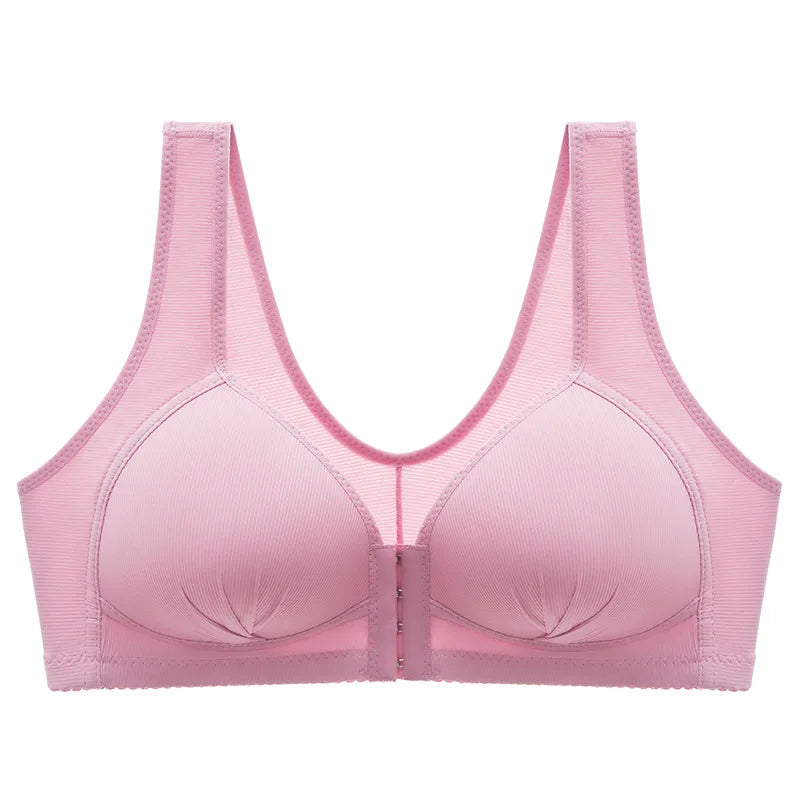 Soutien-gorge de sport BABY PREMA Soutien Allaitement de qualité rose pâle avec fermeture devant sur fond blanc.