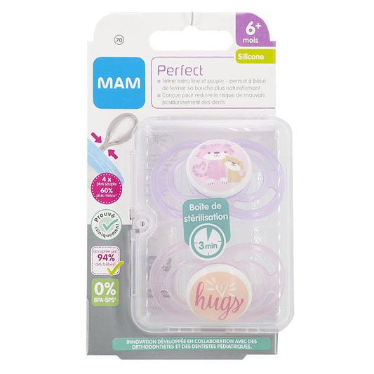 Get trendy with Lot 2 Sucettes Perfect Boîte Stérilisation +18 Mois - MAM - Sucettes available at BABY PREMA. Grab yours for €7.99 today!